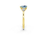 Yellow gold Three-Stone Heart Cut Aquamarine Ring with Pear  Side Stones in Four-Prong Setting_38