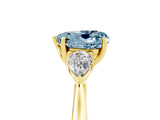 Yellow gold Three-Stone Heart Cut Aquamarine Ring with Pear  Side Stones in Four-Prong Setting_41