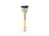 Yellow gold Three-Stone Heart Cut Blue Sapphire Ring with Pavé Band and Prong Setting_14