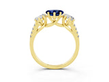 Yellow gold Three-Stone Heart Cut Blue Sapphire Ring with Pavé Band and Prong Setting_15