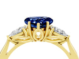 Yellow gold Three-Stone Heart Cut Blue Sapphire Ring with Pear  Side Stones in Four-Prong Setting_16