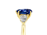 Yellow gold Three-Stone Heart Cut Blue Sapphire Ring with Pear  Side Stones in Four-Prong Setting_17