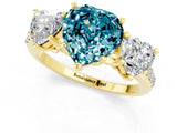 Yellow gold Three-Stone Heart Cut Blue Topaz Ring with Pavé Band and Prong Setting_13
