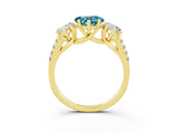 Yellow gold Three-Stone Heart Cut Blue Topaz Ring with Pavé Band and Prong Setting_15