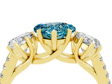 Yellow gold Three-Stone Heart Cut Blue Topaz Ring with Pavé Band and Prong Setting_16
