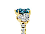 Yellow gold Three-Stone Heart Cut Blue Topaz Ring with Pavé Band and Prong Setting_17