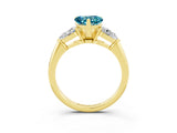 Yellow gold Three-Stone Heart Cut Blue Topaz Ring with Pear Side Stones and Four-Prong Setting_3