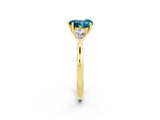 Yellow gold Three-Stone Heart Cut Blue Topaz Ring with Pear  Side Stones in Four-Prong Setting_14