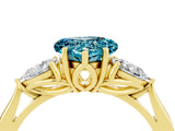 Yellow gold Three-Stone Heart Cut Blue Topaz Ring with Pear  Side Stones in Four-Prong Setting_16
