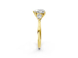 Yellow gold Three-Stone Heart Cut Brilliant Diamond Solitaire Ring with Tapered Band and Four-Prong Setting_14