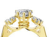 Yellow gold Three-Stone Heart Cut Brilliant Diamond Trellis Ring with Comfort Fit Band_11