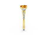 Yellow gold Three-Stone Heart Cut Citrine Pavé Band with Four-Prong Setting_2