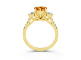 Yellow gold Three-Stone Heart Cut Citrine Pavé Band with Four-Prong Setting_3