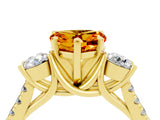 Yellow gold Three-Stone Heart Cut Citrine Pavé Band with Four-Prong Setting_4
