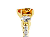 Yellow gold Three-Stone Heart Cut Citrine Pavé Band with Four-Prong Setting_5
