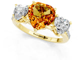 Yellow gold Three-Stone Heart Cut Citrine Ring with Pavé Band and Prong Setting_13
