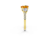 Yellow gold Three-Stone Heart Cut Citrine Ring with Pavé Band and Prong Setting_14