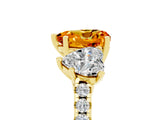 Yellow gold Three-Stone Heart Cut Citrine Ring with Pavé Band and Prong Setting_17