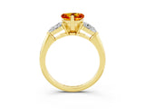 Yellow gold Three-Stone Heart Cut Citrine Ring with Pear Side Stones and Four-Prong Setting_3