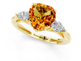 Yellow gold Three-Stone Heart Cut Citrine Ring with Pear  Side Stones in Four-Prong Setting_13