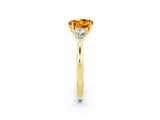 Yellow gold Three-Stone Heart Cut Citrine Ring with Pear  Side Stones in Four-Prong Setting_14