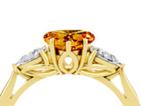 Yellow gold Three-Stone Heart Cut Citrine Ring with Pear  Side Stones in Four-Prong Setting_16