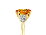 Yellow gold Three-Stone Heart Cut Citrine Ring with Pear  Side Stones in Four-Prong Setting_17