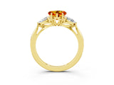 Yellow gold Three-Stone Heart Cut Citrine Ring with Pear  Side Stones in Four-Prong Setting_39