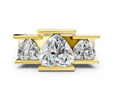 Yellow gold Three Stone Heart Cut Cut Channel Set Diamond Ring_3