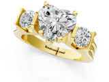 Yellow gold Three-Stone Heart Cut Cut Classic Band Prong Setting Ring_4
