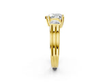 Yellow gold Three-Stone Heart Cut Cut Classic Band Prong Setting Ring_5