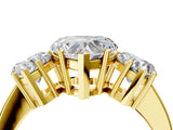 Yellow gold Three-Stone Heart Cut Cut Diamond Engagement Ring with Flat Band and Four-Prong Setting_12