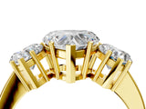 Yellow gold Three-Stone Heart Cut Cut Diamond Engagement Ring with Flat Band and Four-Prong Setting_24