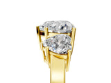 Yellow gold Three-Stone Heart Cut Cut Diamond Engagement Ring with Flat Band and Four-Prong Setting_25