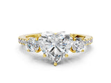 Yellow gold Three-Stone Heart Cut Cut Diamond Pavé Band with Prong Setting_15
