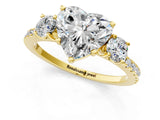 Yellow gold Three-Stone Heart Cut Cut Diamond Pavé Band with Prong Setting_16