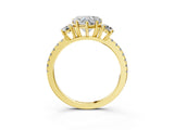 Yellow gold Three-Stone Heart Cut Cut Diamond Pavé Band with Prong Setting_18