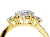 Yellow gold Three-Stone Heart Cut Cut Diamond Pavé Band with Prong Setting_19