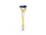 Yellow gold Three-Stone Heart Cut Cut Diamond Ring with Trillion Side Stones and Four-Prong Setting_2