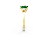Yellow gold Three-Stone Heart Cut Cut Diamond Ring with Trillion Side Stones and Four-Prong Setting_2