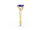 Yellow gold Three-Stone Heart Cut Cut Diamond Ring with Trillion Side Stones and Four-Prong Setting_2