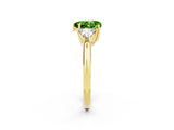 Yellow gold Three-Stone Heart Cut Cut Diamond Ring with Trillion Side Stones and Four-Prong Setting_2