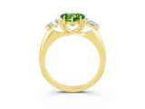 Yellow gold Three-Stone Heart Cut Cut Diamond Ring with Trillion Side Stones and Four-Prong Setting_3