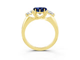 Yellow gold Three-Stone Heart Cut Cut Diamond Ring with Trillion Side Stones and Four-Prong Setting_3