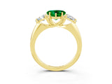 Yellow gold Three-Stone Heart Cut Cut Diamond Ring with Trillion Side Stones and Four-Prong Setting_3