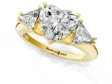 Yellow gold Three-Stone Heart Cut Cut Diamond Ring with Trillion Side Stones and Four-Prong Setting_4