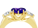 Yellow gold Three-Stone Heart Cut Cut Diamond Ring with Trillion Side Stones and Four-Prong Setting_4