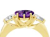 Yellow gold Three-Stone Heart Cut Cut Diamond Ring with Trillion Side Stones and Four-Prong Setting_4