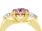 Yellow gold Three-Stone Heart Cut Cut Diamond Ring with Trillion Side Stones and Four-Prong Setting_4