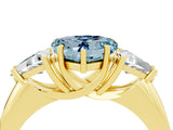 Yellow gold Three-Stone Heart Cut Cut Diamond Ring with Trillion Side Stones and Four-Prong Setting_4